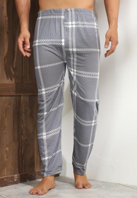 Pantaloni de Pijama ,Big Size ,Barbati,Culoare Gri cu Alb,Engros